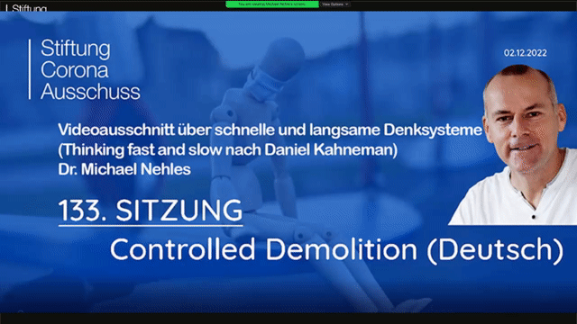 Coronaausschuss 133 - Controlled Demolition (Deutsch) Video-Ausschnitt  Dr. Michael Nehl